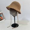 Chapéu de pescador feminino com fenda nas costas, de algodão e linho, vazado, com cadarço, protetor solar, respirável, para primavera, Chapeuzinho Vermelho, rosto fino, mostrando a maré