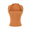 Camiseta sin mangas de estilo coreano, corte ajustado, cuello cuadrado, para mujeres petite, top de verano elástico adelgazante, estilo racerback para yoga