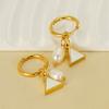 Pendientes Largos de Borla de Perla 18K Europeos y Americanos para Mujer Concha Acero de Titanio Exquisitos de Gama Alta Pendientes de Corazón Pendientes Venta al por Mayor