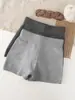 Pantalones cortos de punto sencillos de cintura alta para mujer, nuevo estilo otoño 2026, talla petite, corte holgado, adelgazantes, versátiles, pantalones que se ajustan a la cadera, invierno