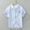 8876 Camisa de Manga Corta Bordada Estilo Japonés Moda Hombre Versátil Casual Artística Holgada Top Ropa de Hombre Venta al por Mayor