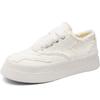 Baikuang 2023 Primavera e Verão Explosões Pequena Fragrância Fada Sapatos Nicho Design Retro Biqueira Redonda Sapatos de Lona Sapatos Brancos