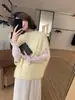 Hers Doce Outono-Inverno Estilo Coreano Casual Solto Emagrecedor Gola Redonda Manto Sem Mangas Suéter Quente para Mulheres 66974