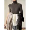 Fio Yangzi Contagem 120 Peça Única Sem Costura Gola Alta de Lã Feminina Tricô Camisa Base Manga Longa