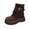 Piel auténtica, marrón Melard, botas de plataforma para mujer, botas Martin que aumentan la altura, estilo de mujer, nueva colección otoño 2026, botines, botas de ajuste ceñido