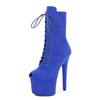 17cm AliExpress novo camurça salto agulha sapatos de pole dance zíper lateral sola grossa bico redondo botas curtas estilo europeu e americano botas de cavaleiro