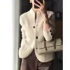 Jaqueta Suéter Curta Gola Alta Estilo Retro Chinês 2026 Outono e Inverno Nova Peça de Roupa Externa de Caimento Solto Cardigan de Tricô Top