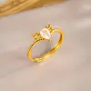 Anillo Abierto Indexador Incrustado con Circonia, Mismo Estilo Tienda de Oro, Oro Cepillado con Incrustación de Diamante, Anillo Versátil de Gama Alta de Nicho
