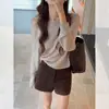 Blusa de tricô francesa requintada de manga longa ombro a ombro para mulheres, super bonita, look de outono precoce, blusa com atmosfera preguiçosa