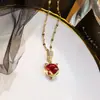 Tiktok súper vendido amuleto Pixiu calabaza roja para atraer riqueza collar de acero de titanio joyería de moda para mujer temperamento lujo ligero