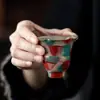 Taza Floral de Tierra de los Sueños Pintada a Mano, Taza de Aroma Retro Estilo Chino, Juego de Té Kung Fu para Uso Doméstico, Taza Individual de Degustación, Juego en Caja de Regalo