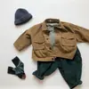 Chaqueta Infantil Primavera y Otoño Nueva Estilo Coreano Casual Chaqueta de Trabajo para Niños y Niñas Bebé Casual Chaqueta con Cuello Campana Ropa Infantil