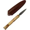 Cuchillo de Té Hecho a Mano de Acero de Damasco Moke, Cono de Té y Herramienta para Abrir Té Hechos de Bambú Xiangfei, Accesorios de Ceremonia del Té de Gama Alta