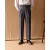 Calças Masculinas de Sarja Retas Casuais Estilo Italiano Britânico Nápoles Outono Inverno Moda Retro para o Trabalho Cintura Alta