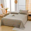 Uso Cuatro Estaciones, Dormitorio Estudiantil, Estilo Muji, Sencillo, Algodón Puro, Teñido en Hilo, Grado Materno e Infantil, Juego de Sábanas de Algodón Lavado de Tres Piezas