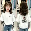 Nueva colección de otoño 2026: Camiseta elegante y moderna de manga larga a rayas para niñas, hecha de algodón puro, adecuada para niños mayores