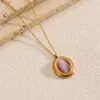 Collar Maillard Retro Diseño Oval Piedra Ojo de Tigre Colorida Joyería de Alta Gama para Mujer Collar de Acero de Titanio Antidesvanecimiento