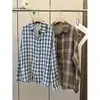 Zedaijiayi 26ª Nova Camisa de Manga Longa Xadrez Contrastante Retro Primavera e Verão Jaqueta Casual com Proteção Solar para Mulheres