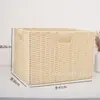 Cesta de Almacenamiento Tejida Caja de Almacenamiento para Escritorio Mesa de Café Caja de Almacenamiento para Ropa y Cosméticos Caja de Almacenamiento de Cesta de Ratán