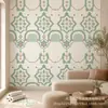Adesivo de Parede Autoadesivo Impressão UV Transfronteiriço Azulejo Floral Verde Menta Fundo de Quarto Parede Atacado