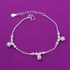 Pulsera Auténtica de Plata, Moda Estilo Coreano, Sencilla y Linda con Tres Cascabeles, Tobillera Versátil, Joyería de Vendedor Ambulante