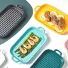 Bandeja de Cerámica Creativa Nórdica con Doble Asa para Hornear, Molde Cuadrado de Cerámica para Horno, Plato Casero para Arroz Horneado con Queso, Plato Rectangular para Servir