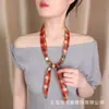 Suéter Cachecol de Seda com Contas Estilo Retrô com Acessórios Decorativos Exquisitos, Cachecol Ajustável de Alta Qualidade para Mulheres