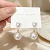 Pendientes de perla geométrica con pasador de plata 925 para mujer, aretes de moda, borla, pendiente de alto nivel, temperamento, pendientes vintage, venta al por mayor