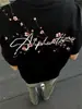 Camiseta Masculina Verão Manga Curta Bordada com Flor de Ameixa Americana Loose Trabalho Pesado Algodão Puro Jovem Casal Top