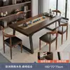 Mesa de Té Color Nogal Mesa de Té para Balcón Soporte de Té Juego Completo Mesa de Té Estética China Nueva Mesa de Comedor Mesa para Preparar Té con Placa Grande