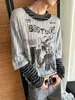 Exclusivo para ventas transfronterizas: Camiseta estampada a rayas patchwork de diseño estilo americano, dos piezas falsas, top casual versátil holgado para hombre