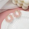 Aretes de Flores de Colores de Primavera/Verano Ins Hechos a Mano con Cuentas de Cristal Tejidas Piña Rojo Cereza Largos Combinables Aretes de Botón