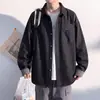 Camisa retro americana de mezclilla sintética de manga larga para hombre, otoño, talla grande, marca de moda, corte holgado, top elegante y genial