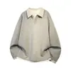 Sudadera de Cuello Polo con Parches a Cuadros Falsa de Dos Piezas para Hombre, Top Camiseta de Manga Larga Estilo Americano Cleanfit para Otoño e Invierno