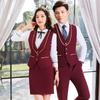 Atuendo de negocios para hombres y mujeres con el mismo chaleco recepcionista de hotel cajero hotel TKV mesero de restaurante de hotel manga corta trabajo