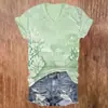 Blusas de manga corta para mujer transfronterizas, camisetas de cuello en V para mujer con diseño estilo chino y estampados florales, impresión 3D, disponibles para venta al por mayor a partir de una pieza