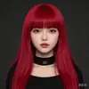 Peluca para niña pequeña, estudiante, cobertura completa de la cabeza, cabello negro largo y liso, cabello de simulación natural para uso diario, flequillo Air Qi.