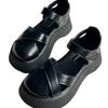 Sandálias Mary Jane Brancas Elegantes com Biqueira para Sair no Verão Novas Versáteis Fashionáveis Sola Grossa Sapatos Romanos para Saia