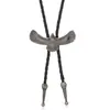 Corbata de bolo con forma de cabeza de guitarra vintage para hombre, cordón tejido estilo vaquero occidental con accesorio de colgante metálico