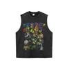 Camiseta de Manga Curta Estilo Americano Antigo Rua Doce Legal Desenho Animado Masculina e Feminina hiphop Dança de Rua Casal Solta Meia Manga Camiseta