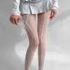 Elegantes Medias de Red con Patrón de Diamantes Grandes y Diseño Hueco, Alta Elasticidad, Rayas Verticales, Estilo Jk, Antideslizantes, Medias Sexy para Mujer Estilo Miu