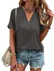 Ropa de Mujer de Comercio Exterior Primavera/Verano 2026 Amazon Wish Productos Nuevos Transfronterizos Blusa de Manga Corta de Color Sólido con Botón Retorcido para Mujer
