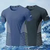 [Seda de Gelo/Sensação Refrescante] Camiseta Masculina de Verão com Gola Redonda, Caimento Solto, Seda de Gelo, Manga Curta, Elástica, Secagem Rápida, Respirável, Refrescante