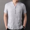 Camiseta de Lino 100% de Alta Gama de Manga Corta para Hombre Hengyuanxiang Verano 2024 Nueva Camiseta Lisa Estilo Chino Retro