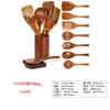 Pala de madera de acacia Sanchuang, pala de madera de mango largo para el hogar, utensilios de cocina de madera, cuchara de arroz, cuchara de madera, sartén antiadherente especial