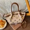 Bolso de mano de alta costura transfronterizo tipo cubo para mujer, nuevo modelo otoño 2026, bolso casual de hombro y cruzado con lunares grandes