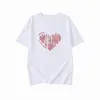 Camiseta 100% Algodão Plus Size para Mulheres, Estilo Novo de Manga Curta para o Verão, Design de Coração Rosa, Comprimento Médio, Caimento Solto, Estilo Europeu Camiseta 100kg