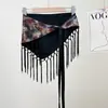 Lenço Triangular com Franjas, Estampa de Leopardo, Seda Brilhante, Multifuncional de Verão, Nicho, Cinto Decorativo de Alta Qualidade, Acessório para Camadas
