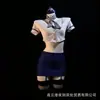Disfraz de rol profundamente sexy: uniforme de azafata, atuendo apasionado, estilo de policía, deseo puro, minifalda ajustada al cuerpo, lencería reveladora de escote