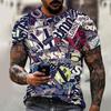 T-shirt masculina europeia e americana transfronteiriça 3D Yin e Yang estampada t-shirt masculina e feminina